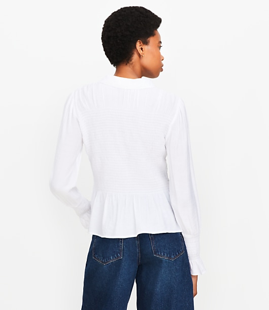 Smocked Peplum Blouse