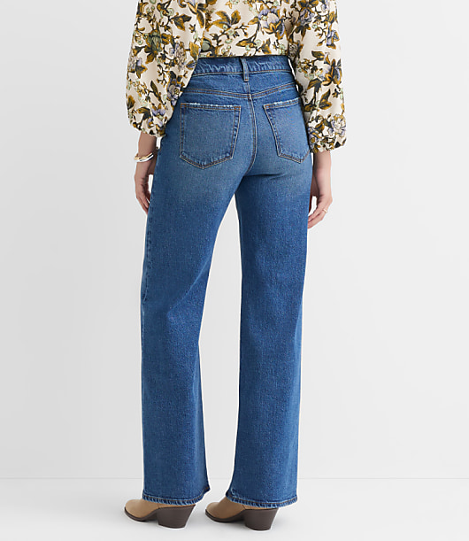 Petite High Rise Wide Leg Jeans in Vintage Dark Wash