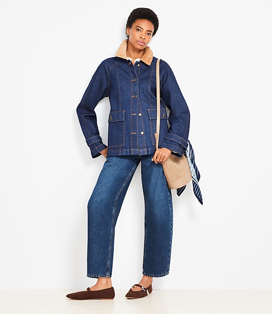 Denim Barn Jacket in Dark Rinse Wash