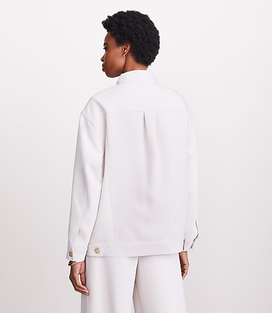 Petite LOFT Versa Crepe Drape Trucker Jacket