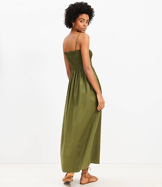 Petite LOFT Smocked Cami Maxi Pocket Dress