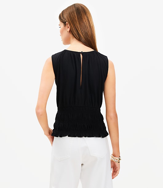 Petite Smocked Ruffle Tank Top