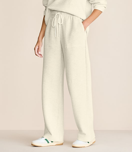 Lou & Grey Heathered Wafflestitch Straight Leg Pants