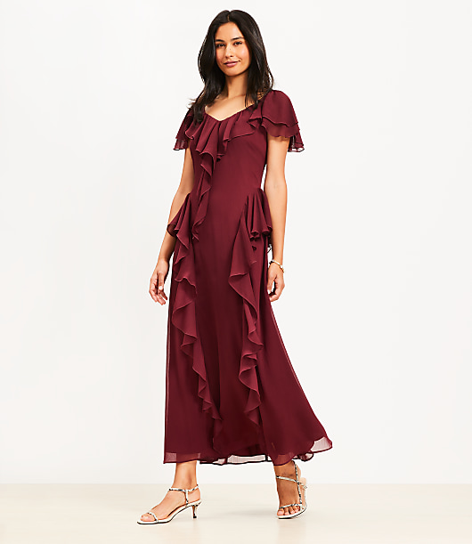 Chiffon Ruffle Maxi Dress