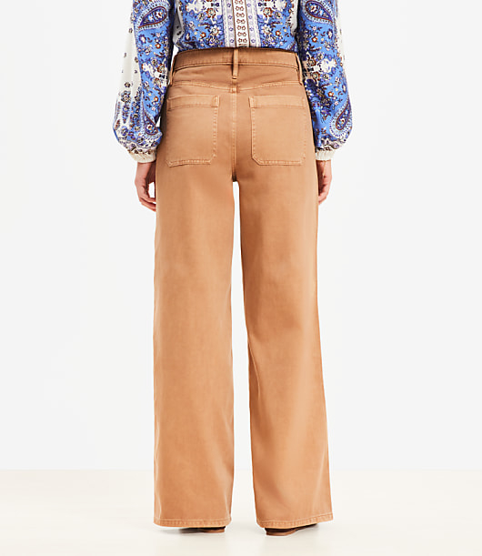 Petite Curvy Wide Leg Carpenter Pants in Twill