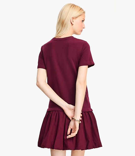 Bubble Hem Mixed Media Mini Dress