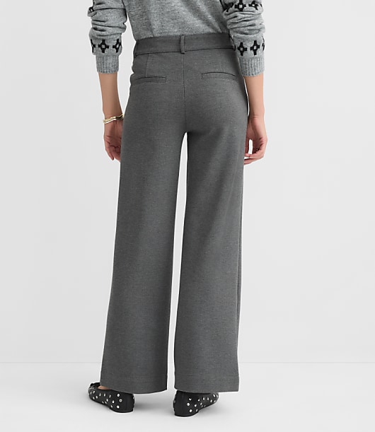 Petite Palmer Wide Leg Pants in Heathered Ponte