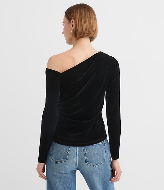 Velour One Shoulder Top