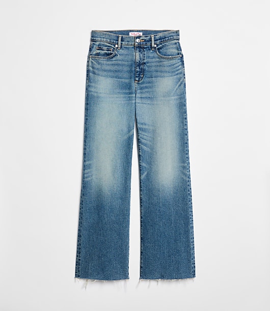 Frayed High Rise Wide Leg Jeans