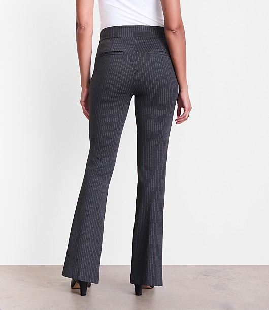 Curvy LOFT Versa Pintucked Ponte Flare Pants in Pinstripe