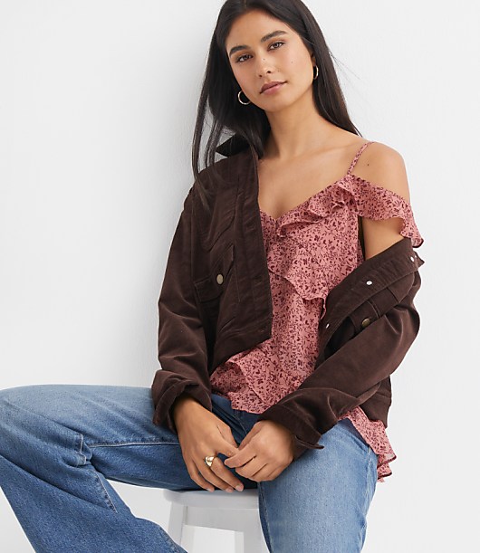 Floral Ruffle Off The Shoulder Cami