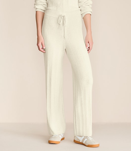 Petite Lou & Grey Heathered Ribbed Wide Leg Sweater Pants
