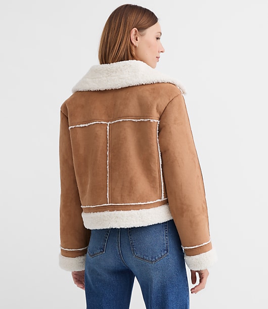 Petite Faux Suede Sherpa Jacket