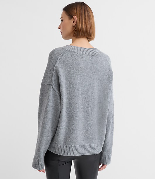 Petite Heathered Slouchy V-Neck Sweater