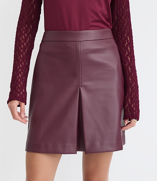 Faux Leather Pleated Mini Skirt