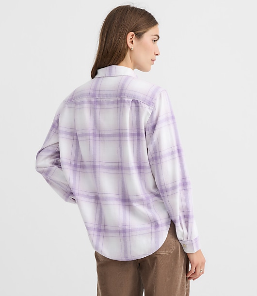 Petite Plaid Flannel Everyday Relaxed Pocket Shirt