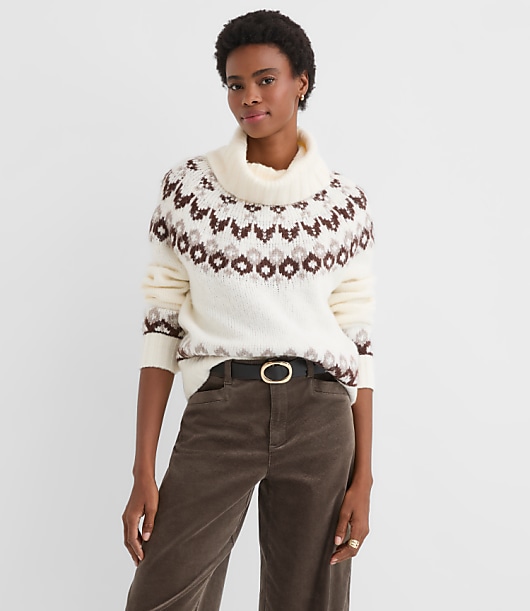 Petite Fair Isle Cowl Neck Sweater