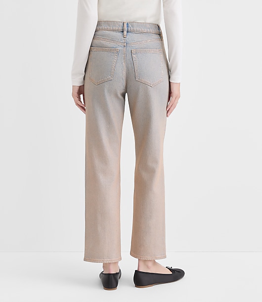 Petite Coated High Rise Straight Jeans in Authentic Vintage Mid Wash