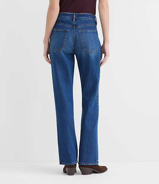 Rivete Mid Rise Relaxed Straight Jeans in Dark Wash