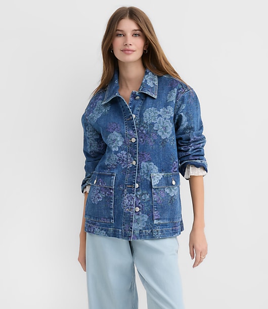 Floral Denim Chore Jacket