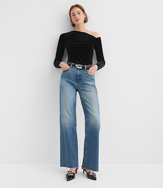 Petite Velour One Shoulder Top