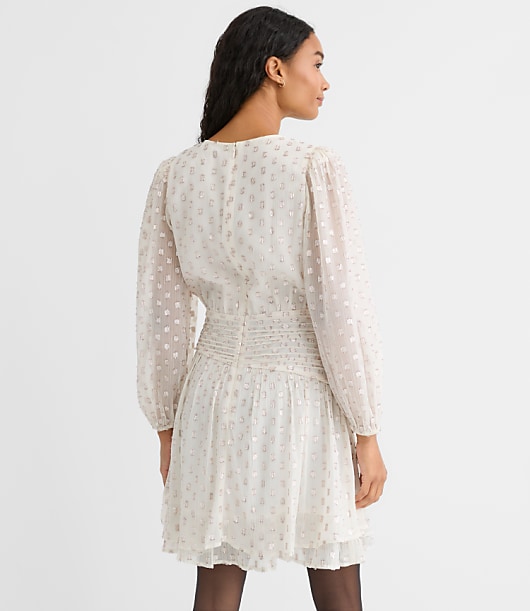 Petite Shimmer Clip Shirred Mini Dress