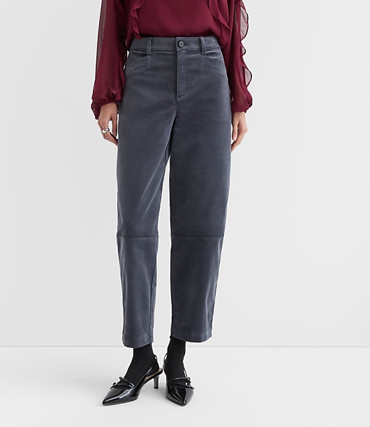 Petite Barrel Pants in Stretch Velvet