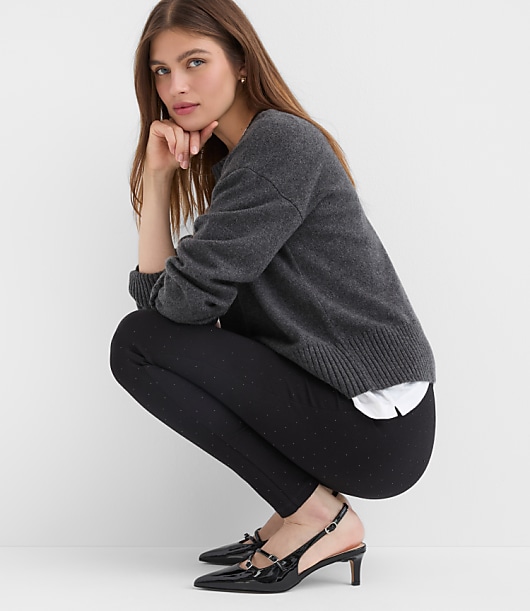 Petite Crystal Leggings in Ponte
