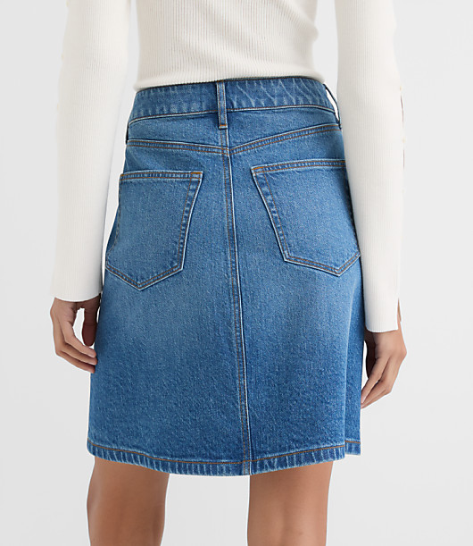 Rivete Denim Skirt in Vintage Mid Wash - Authentic Vintage Mid