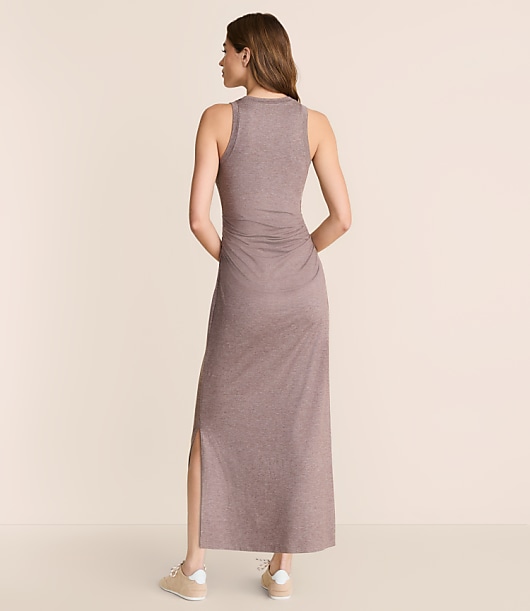 Lou & Grey Heathered Brushedsoft Ruched Tank Midi Dress