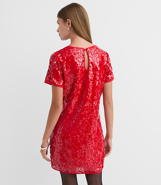 Petite Sequin Short Sleeve Mini Dress