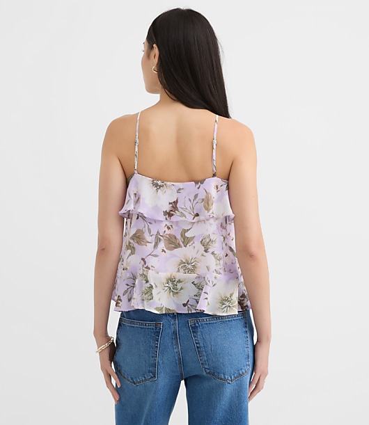 Floral Tie Back Ruffle Strappy Cami