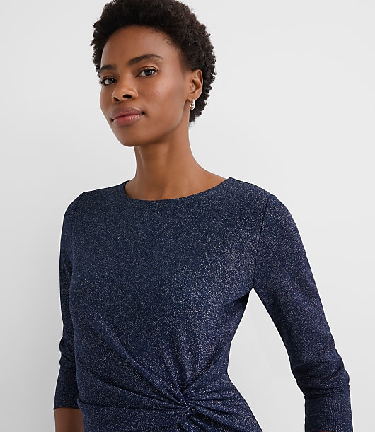 Petite Shimmer Twist Midi Dress