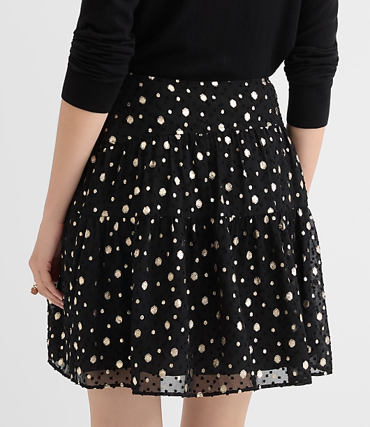 Petite Shimmer Clip Ruffle Mini Skirt