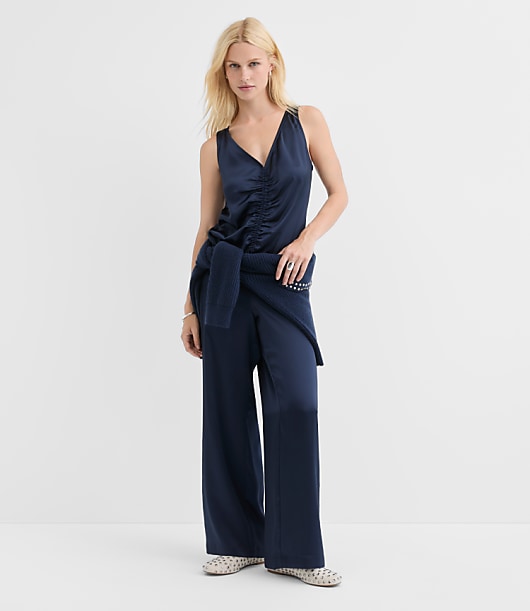 Satin Cinched Tie Shell