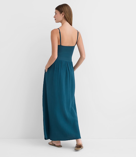 LOFT Beach Triple Cloth Mixed Media Maxi Pocket Dress