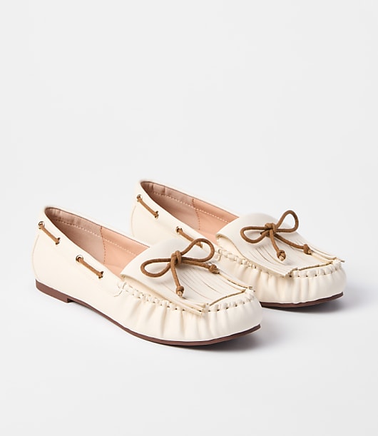 Loft Fringe Bow Moccasins