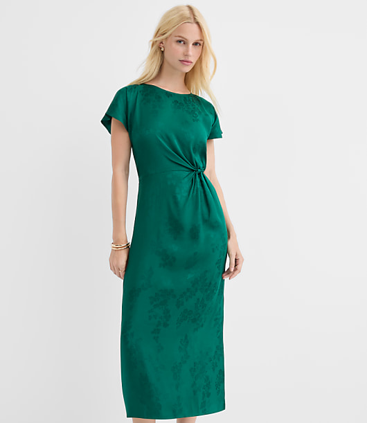 Petite Floral Twist Flutter Sleeve Flare Dress