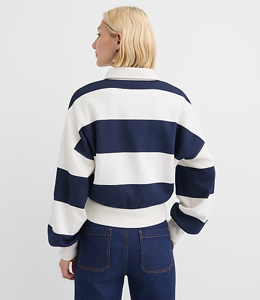 Petite Rugby Stripe Polo Top