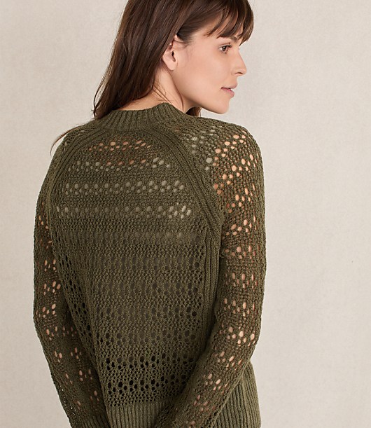 Haven Well Within Organic Cotton Linen Open Stitch Crewneck Sweater