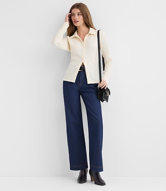 Petite Puckered Knit Shirt