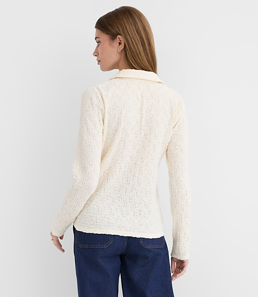 Petite Puckered Knit Shirt