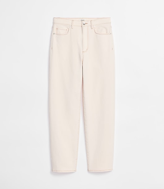 Rivete Petite High Rise Straight Jeans in Ivory