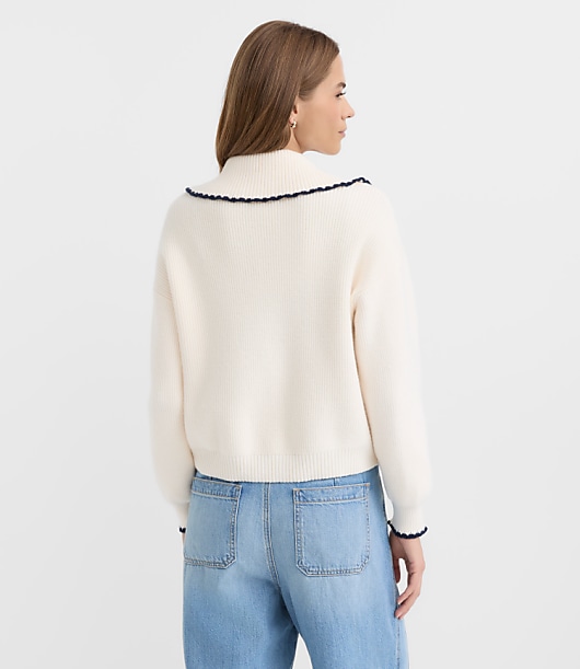 Petite Contrast Stitched Sweater Jacket