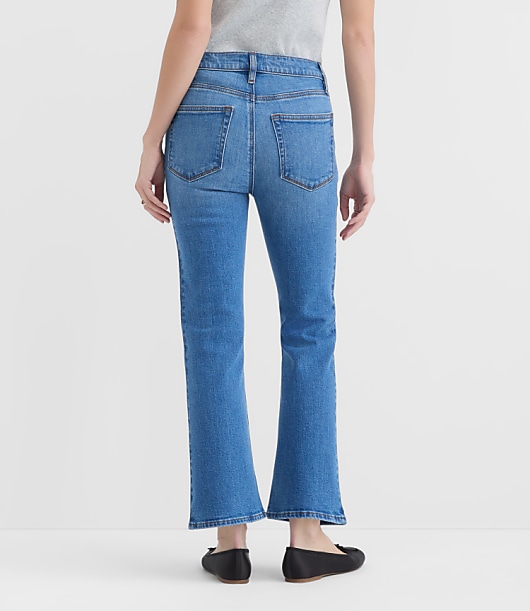 Rivete Petite Curvy High Rise Kick Crop Jeans in Vintage Mid Wash