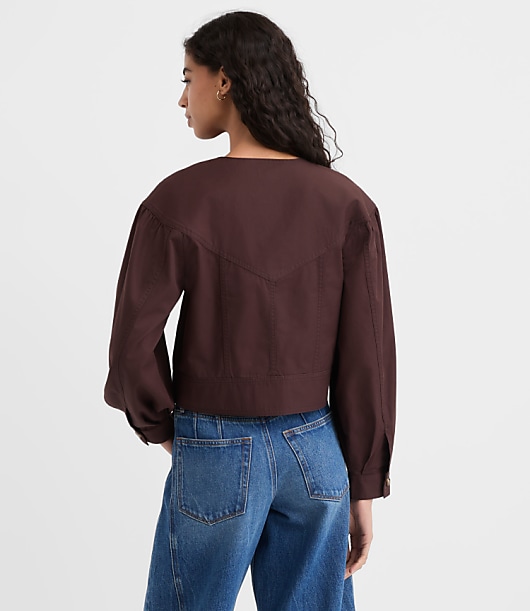 Gathered Sleeve Twill Jacket