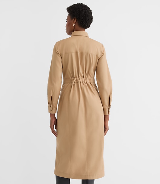 Petite Twill Midi Pocket Shirtdress