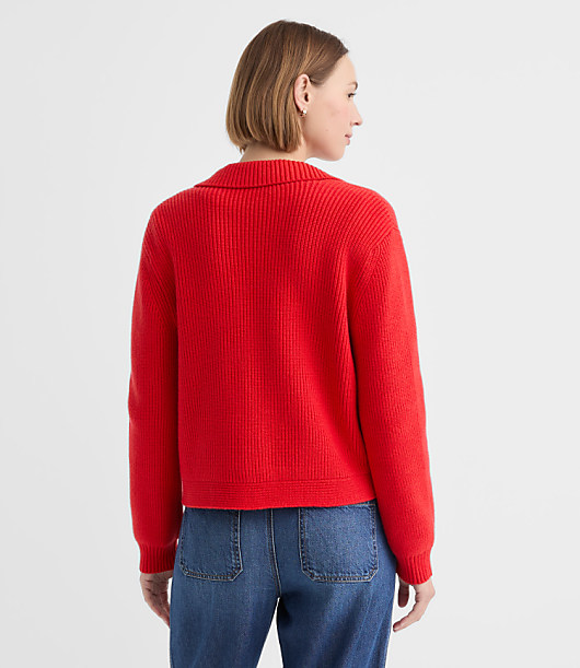 Petite Ribbed Button Tab Sweater Jacket