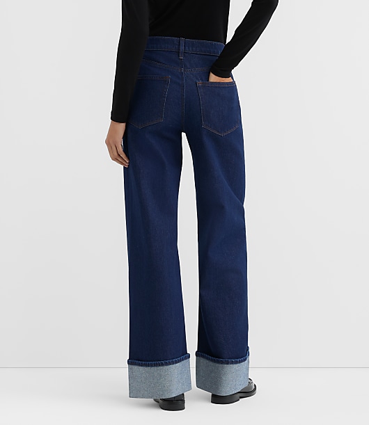 Rivete Curvy Cuffed High Rise Wide Leg Jeans in Nova Wash