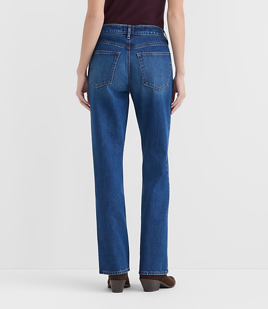 Rivete Curvy Mid Rise Relaxed Straight Jeans in Dark Wash